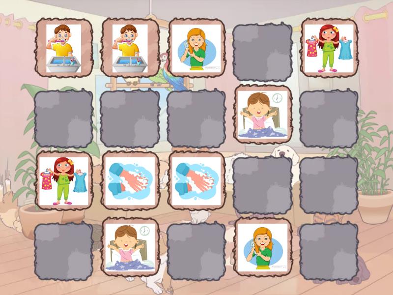 Daily routine memory game matching pairs