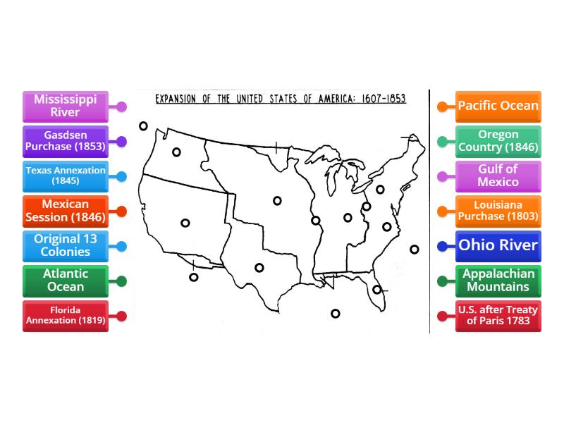 Westward Expansion (Louisiana Purchase) - Labelled diagram