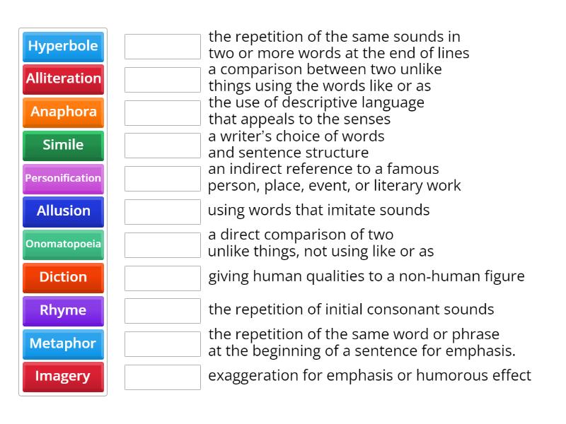 Literary Devices - Match up