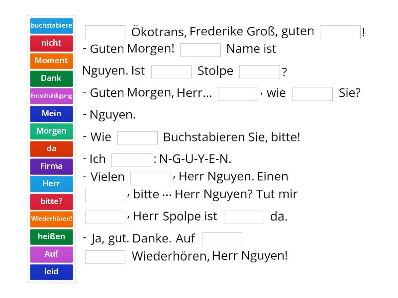 Telefongespräch A1 - Missing word