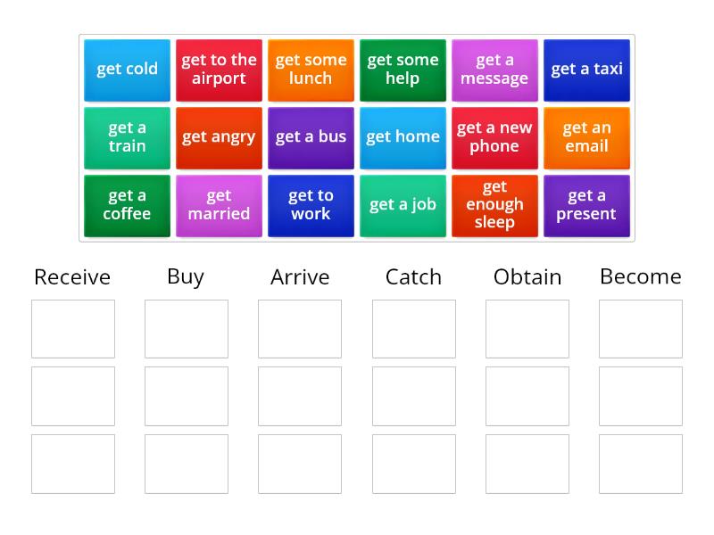 Solution Pre-intetmediate 1f Meanings Of 'get' - Group Sort