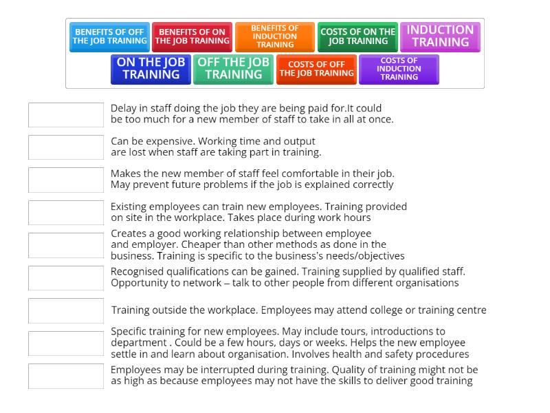 TYPES OF TRAINING MATCH TASK - Match up
