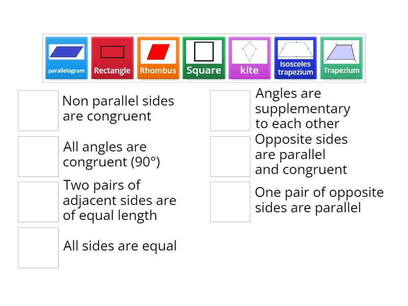 Types of quadrilateral - Match up