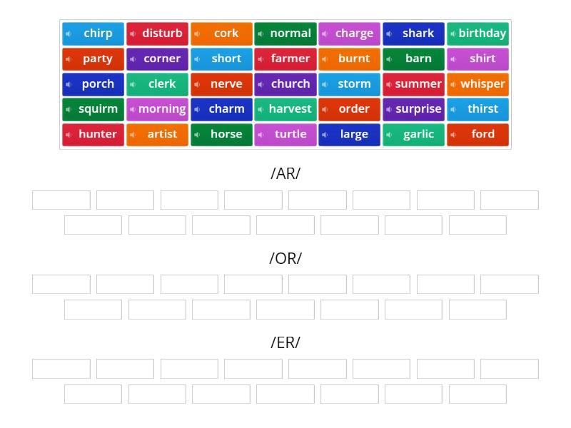 R-Controlled Vowels - Group sort