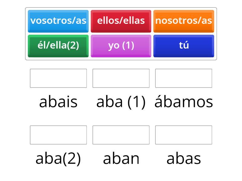 El imperfecto - AR verbs - ENDINGS - Match up