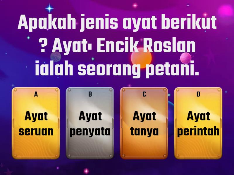 Latihan Struktur Ayat Dan Ragam Ayat (Tahun 4) - Quiz