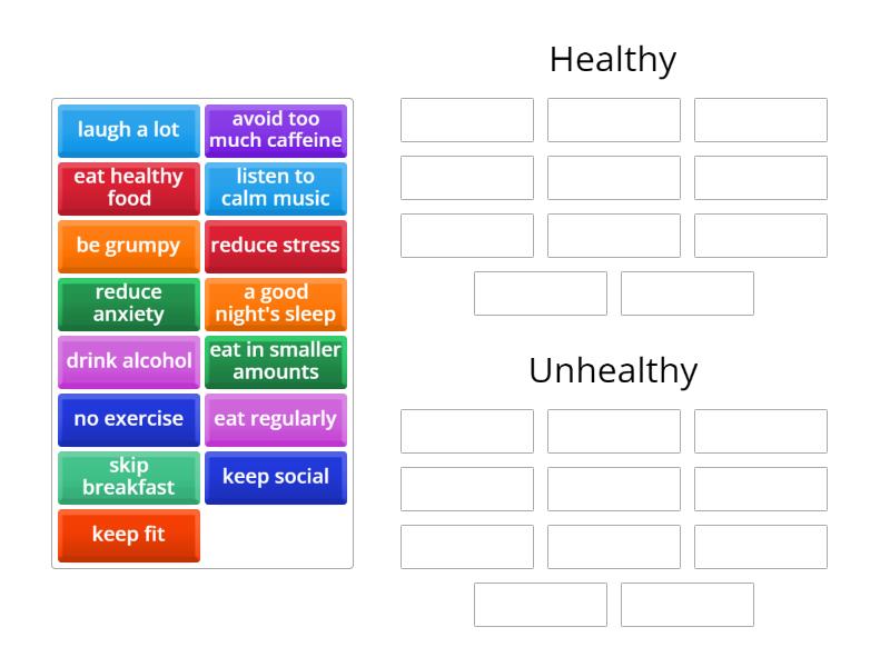 B4/4C Healthy / unhealthy habits - Group sort