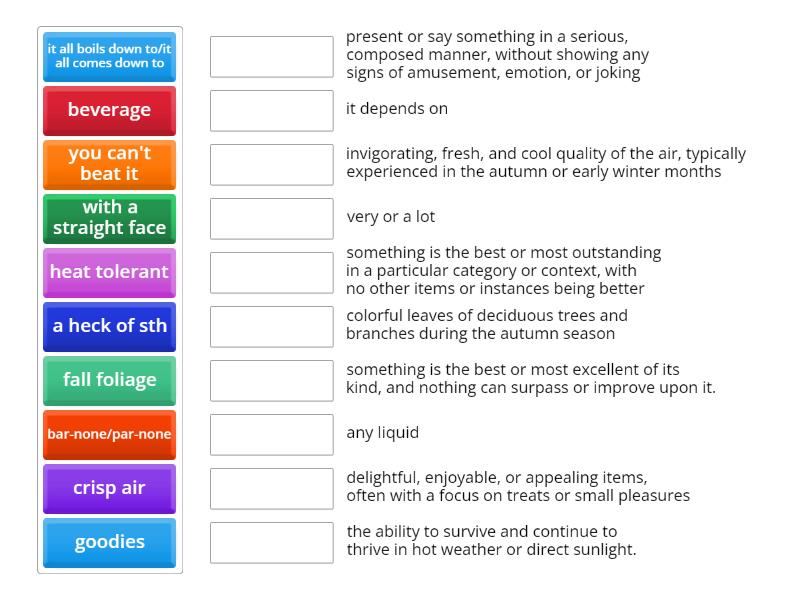 Fall Vocab - Match up