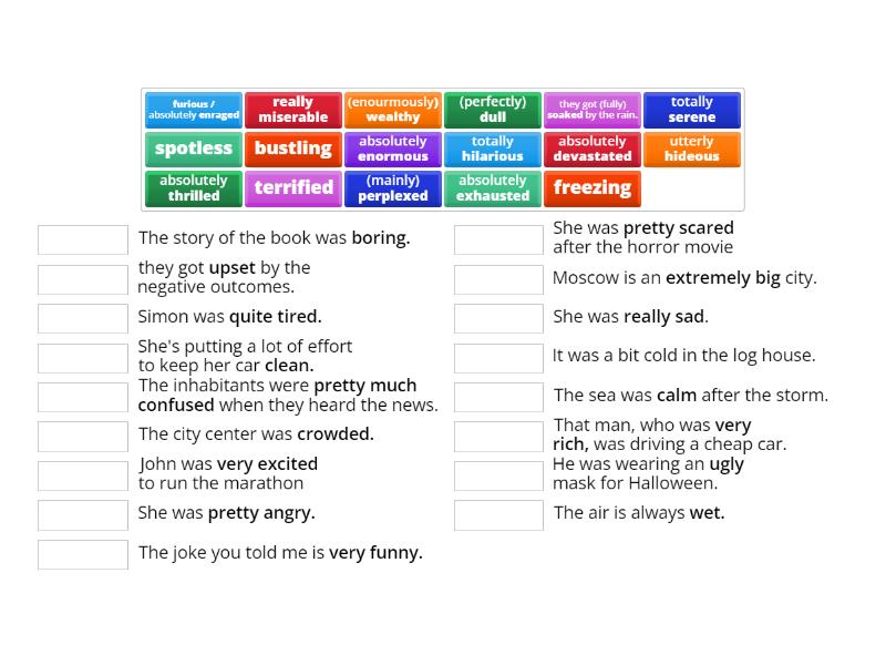 Match the gradable adjective to its corresponding non-gradable - Match up