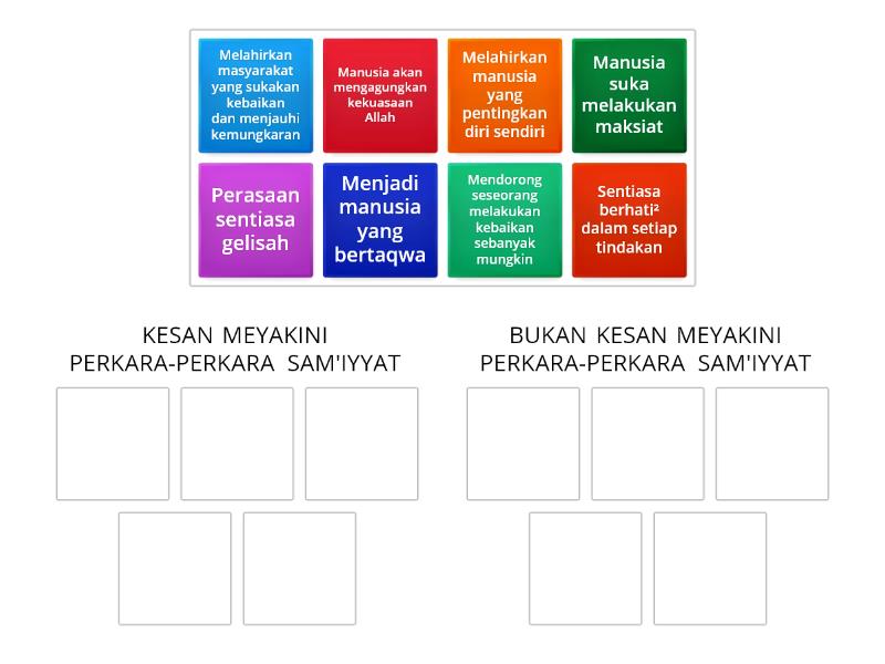 PENDIDIKAN ISLAM TAHUN 6 (BERIMAN KEPADA SAM'IYYAT) - Group sort