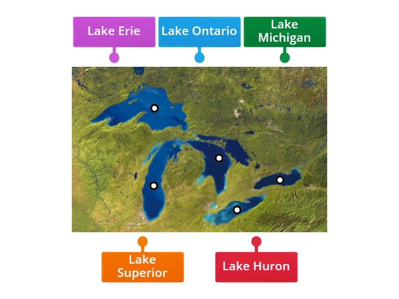 Beginner The Five Great Lakes - Labelled diagram