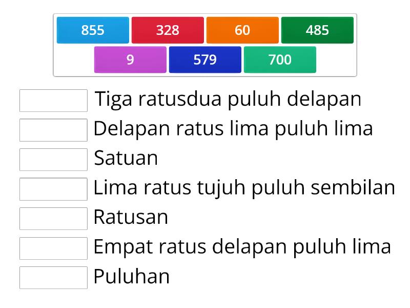 Matematika Kelas 2 Nilai Tempat - Match Up