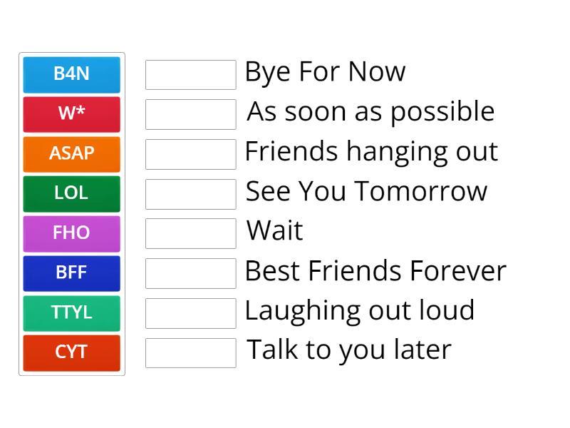 Internet Slang (Kids) - Match up