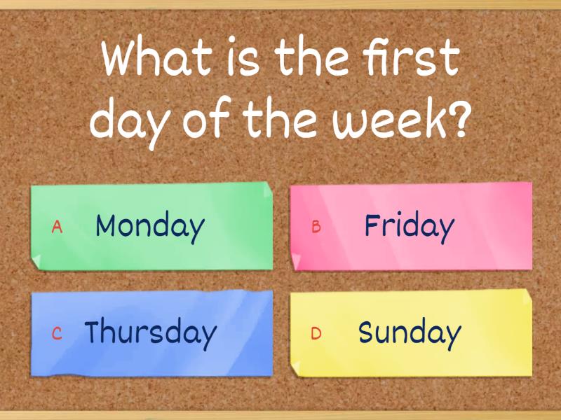 Days of the week questions - Quiz