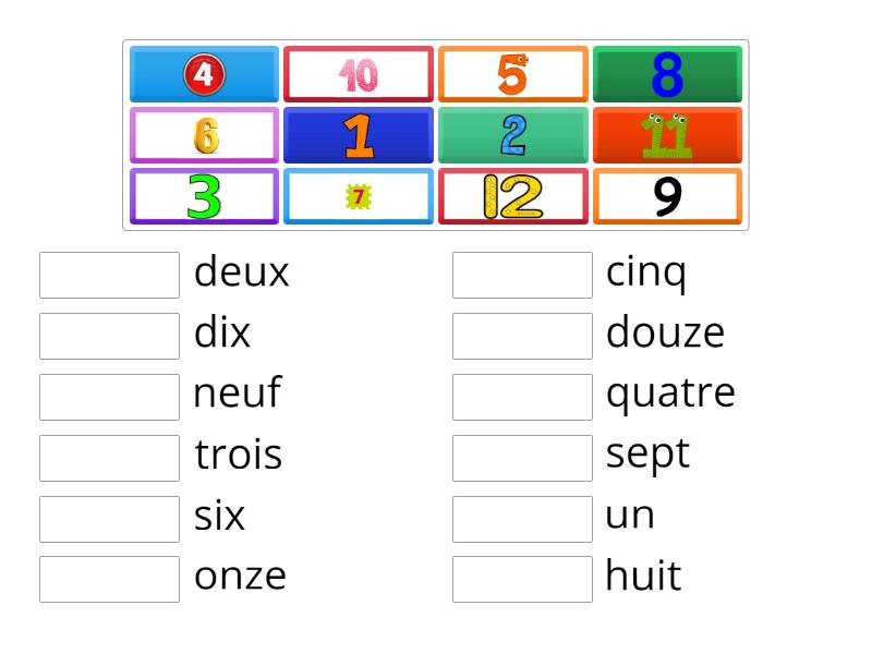 Nombres 1-12 - Match up