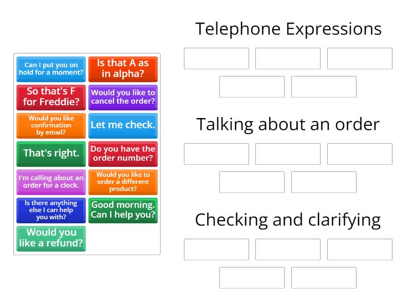 Phoning about an order - Group sort