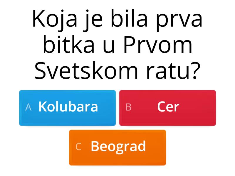 Prvi Svetski rat/World War 1 - 04A - Quiz