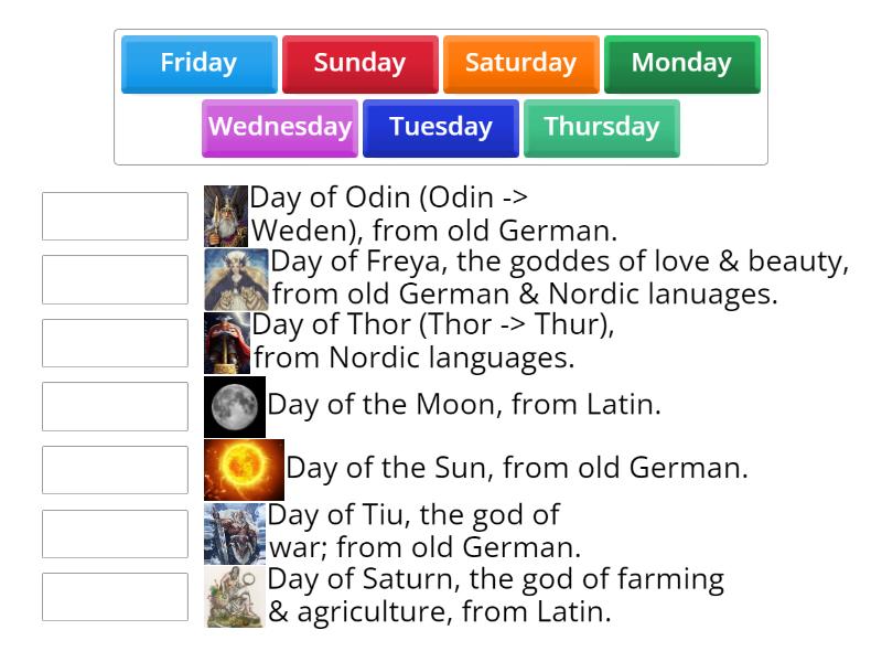 Days of the week history - Match up