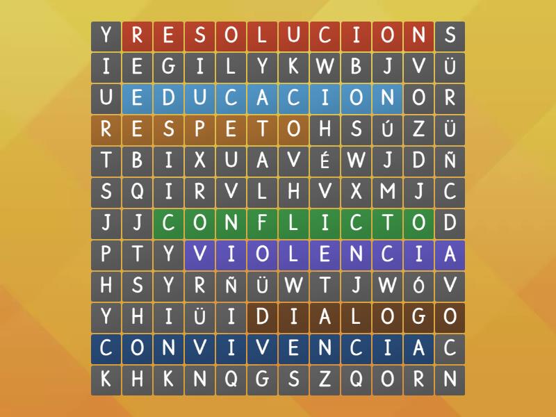 Sopa de letras Conflicto y violencia - Wordsearch