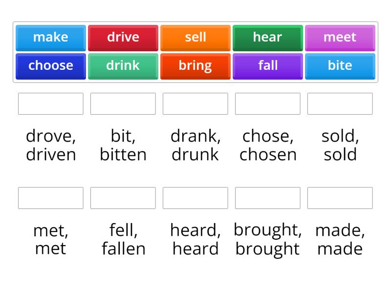 Irregular verbs, part 2 - Match up