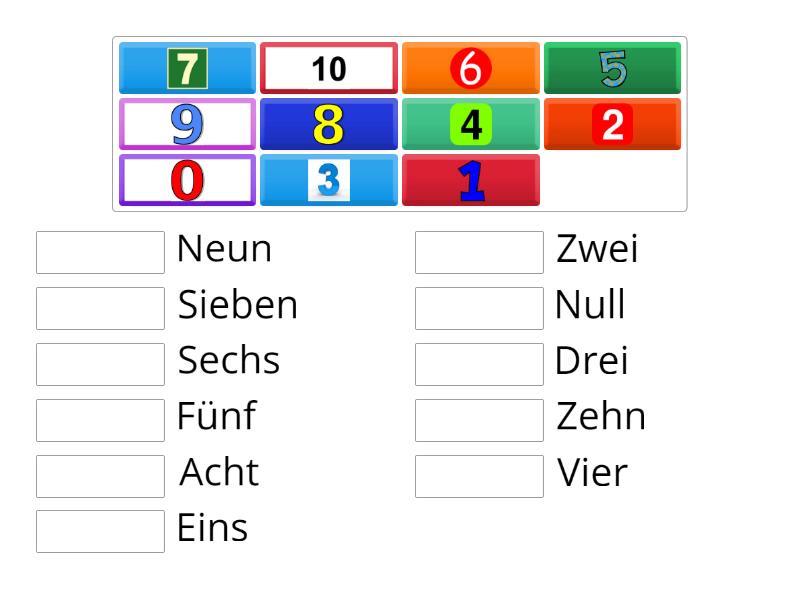 Die Zahlen 1-10 - Match up