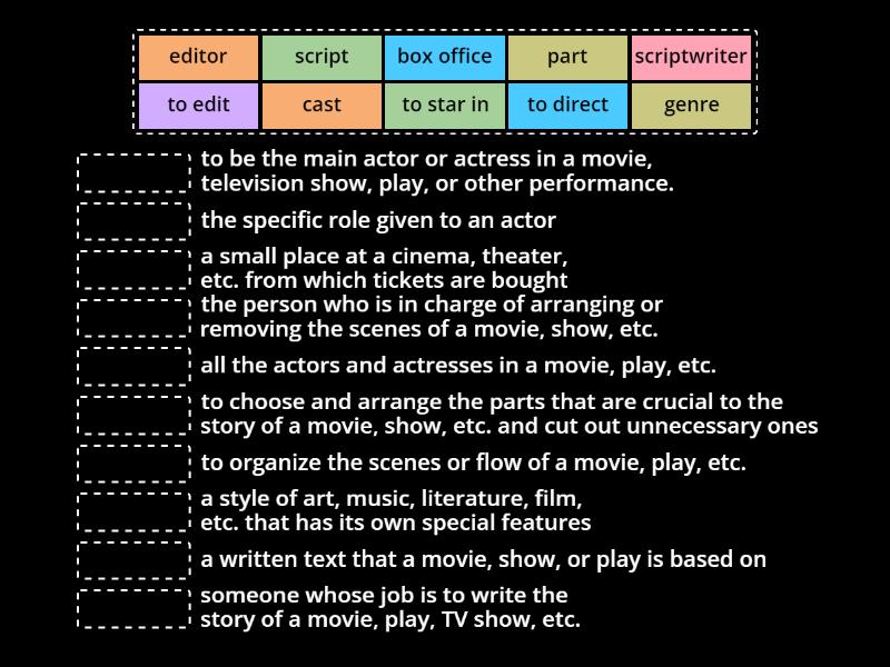 film vocab - Match up