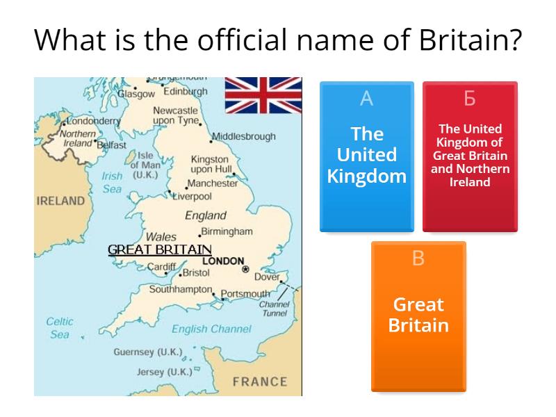 Great britain quiz. The uk consists of four Parts. Where is the uk situated.