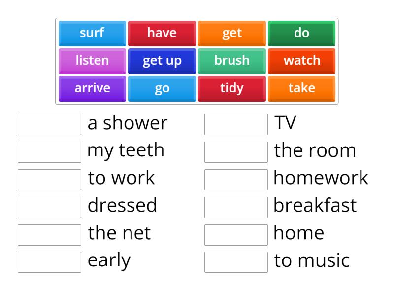 Daily routines collocations - Match up