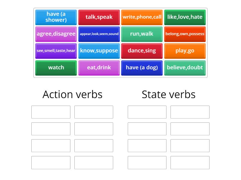 Action and State verbs - Group sort