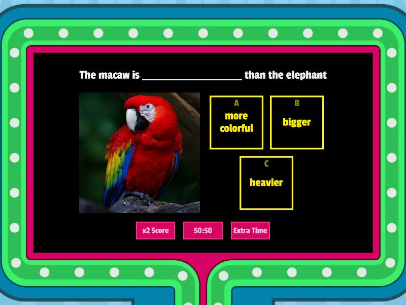 Comparative Adjectives: Animals - Gameshow quiz