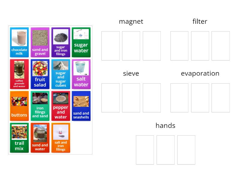 Separating Mixtures and Solutions - Group sort
