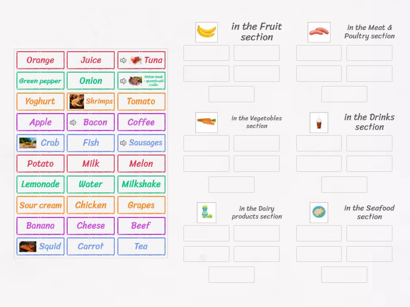 Spotlight 6 Module 9a Types of food - Group sort
