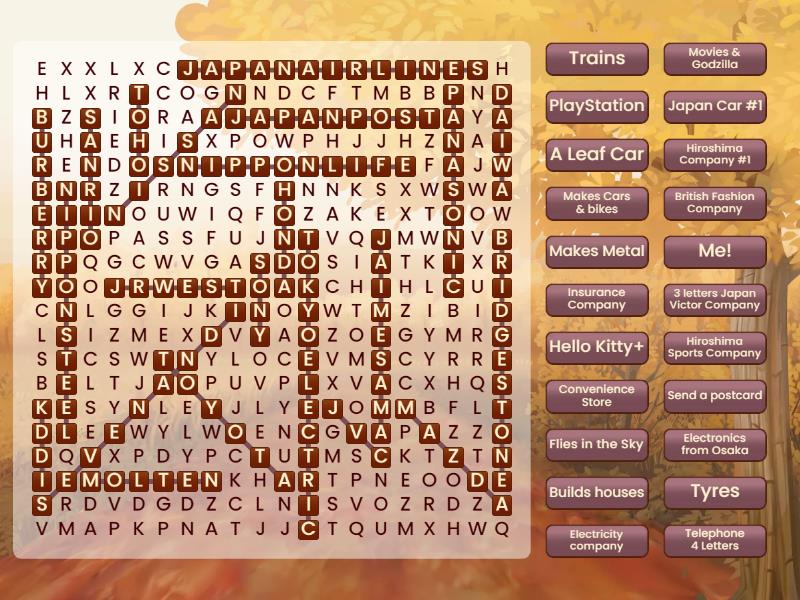 List of Japanese Companies [20] Sopa de letras