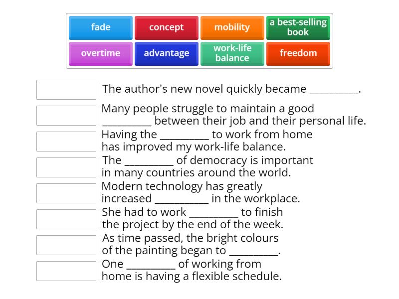 Work-life balance vocabulary - Match up
