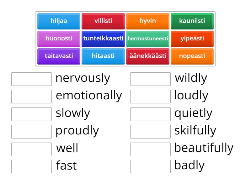 Adverbit 1 englanti - Match up