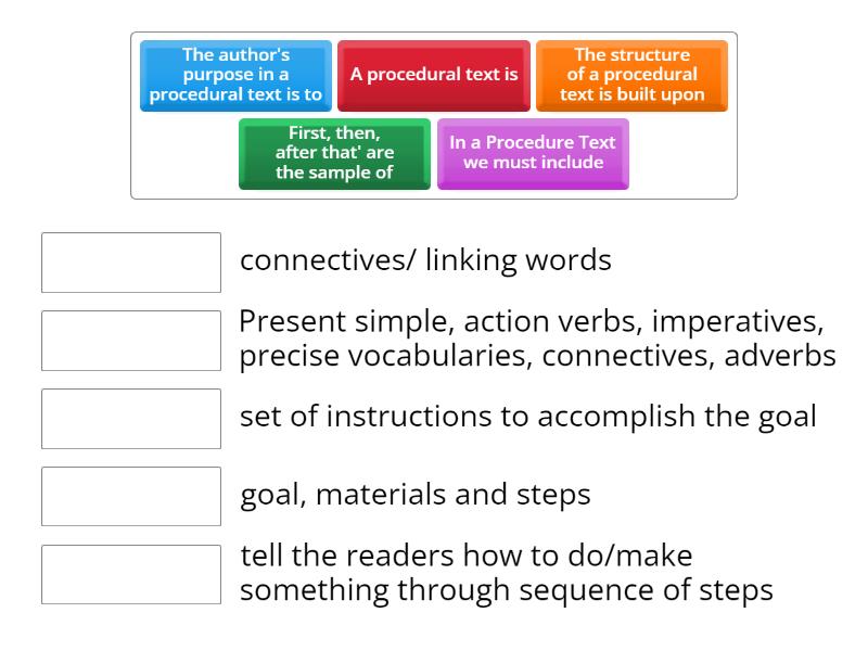 procedural text - Match up