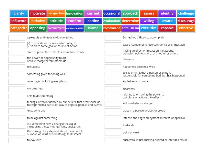 QSkills Unit 1 L and S + Extra Words - Match up