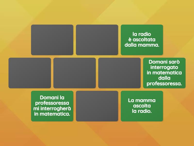 Trasformatore Di Frasi Da Attive A Passive FRASI ATTIVE-PASSIVE - Matching pairs