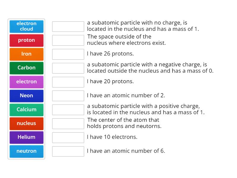 Subatomic Particles - Match up