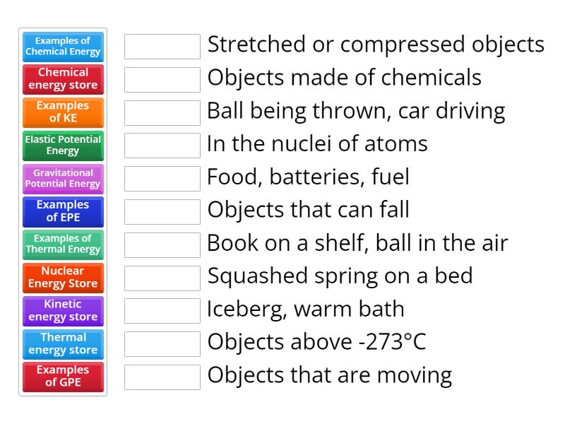 Energy Stores - Match up