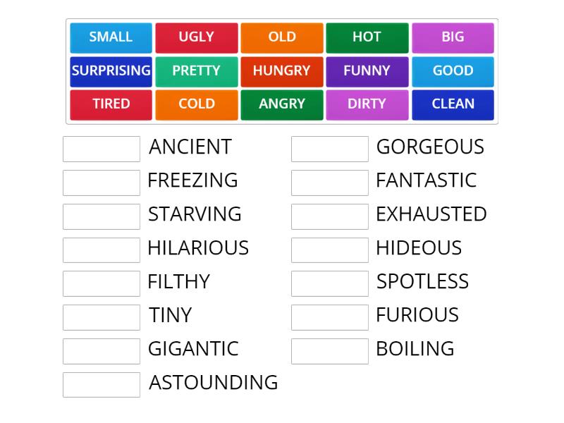 EXTREME ADJECTIVES - Match up