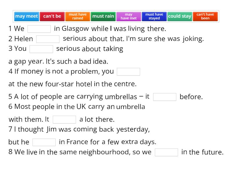 FO3 U3 Modals speculating Complete the sentence