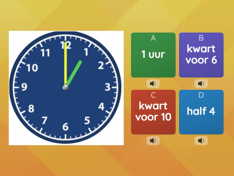 Hele Uren Halve Uren En Kwartieren Klok Tijd Quiz