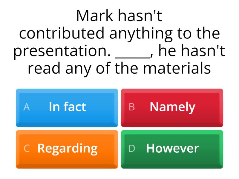 Linking words quiz test Cuestionario