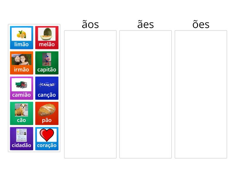 Plural das palavras terminadas em ão - Categorize