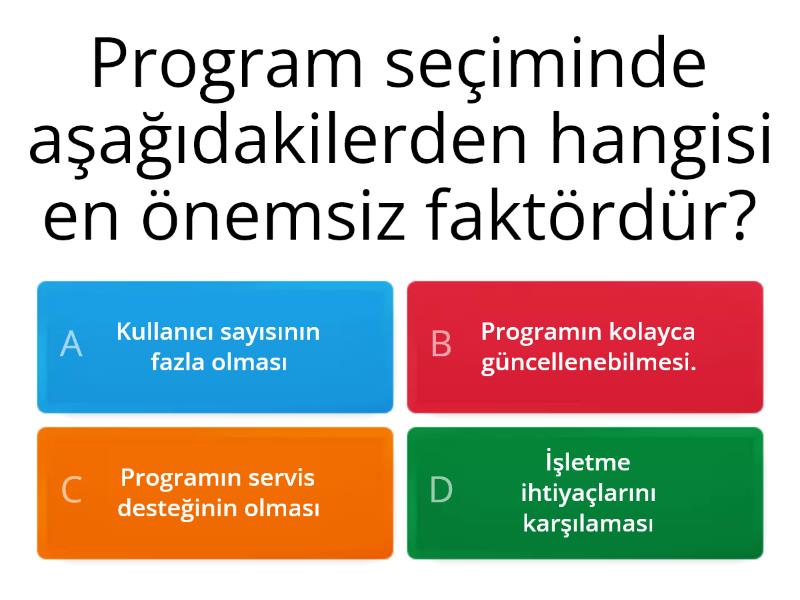 Muhasebe Paket Programları - Quiz