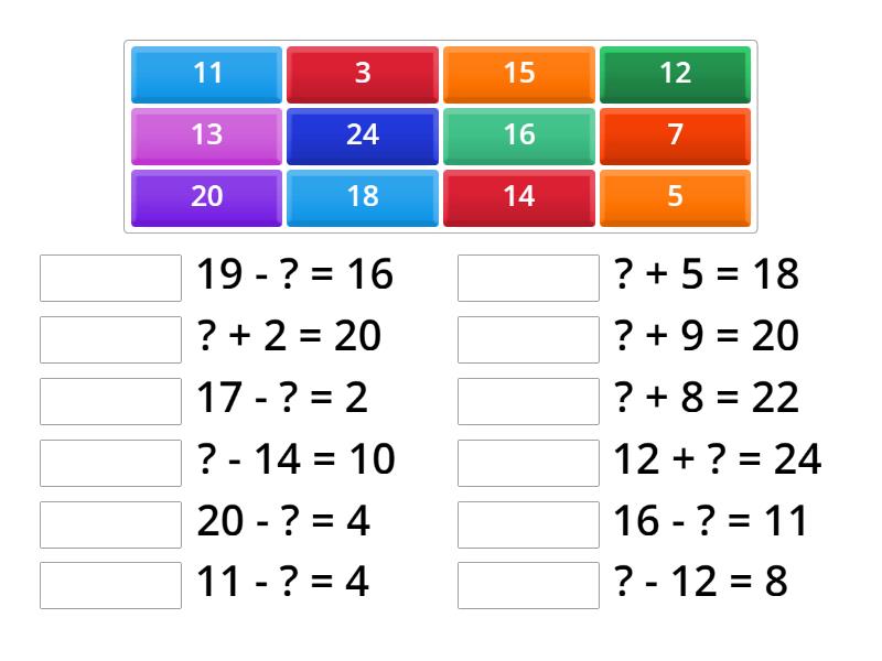 missing number in addition and subtraction