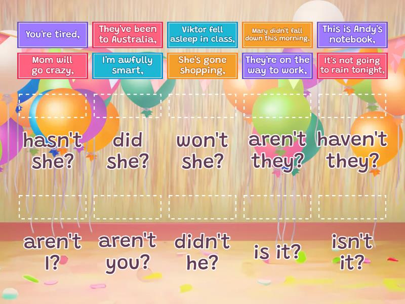 Question tags - matching - Match up