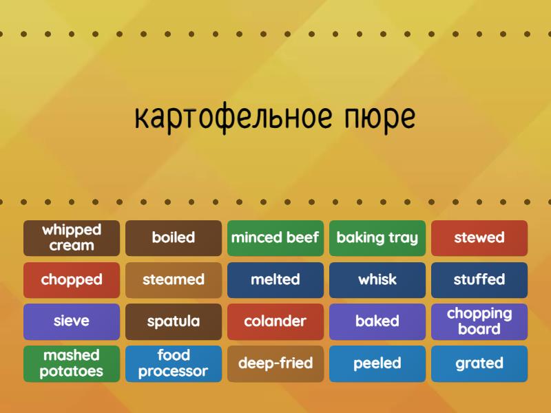 EF adv 9B cooking match translation food and menu - Find the match
