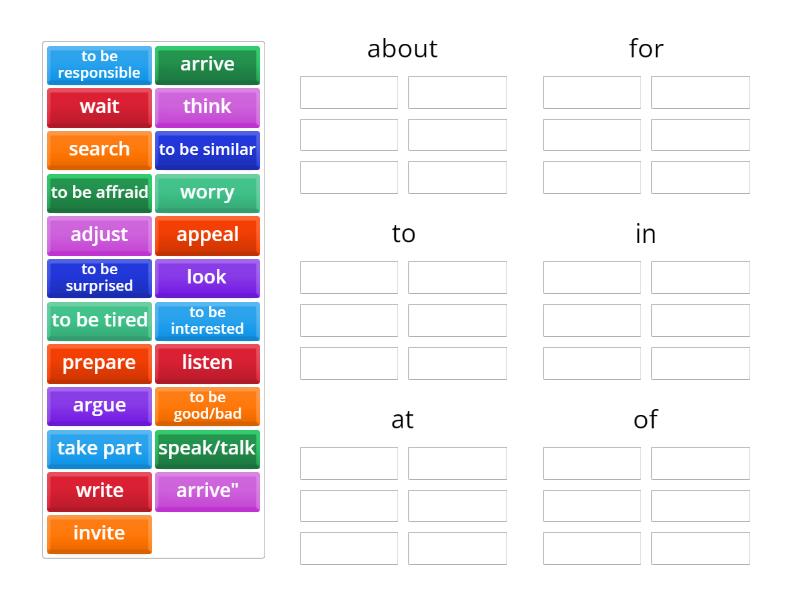 verbs+prep - Group sort